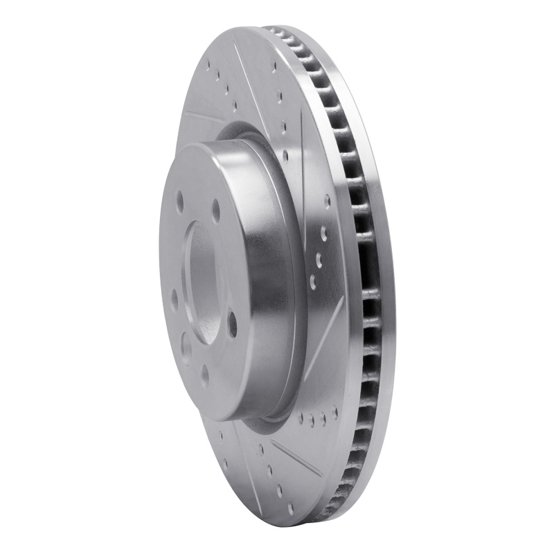 Land Rover LR3 Brake Rotor (1) - Front Right - R1 Concepts - Drilled & Slotted - Silver - `05-`07